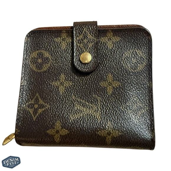 Louis Vuitton Brown/Tan LV Monogram Compact Snap/Zip Around Wallet - Picture 1 of 12